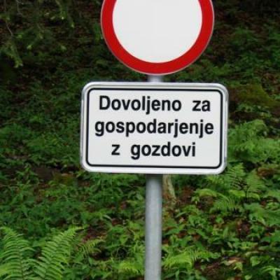 Posebni  režim uporabe gozdnih cest je označen s prometnim znakom.