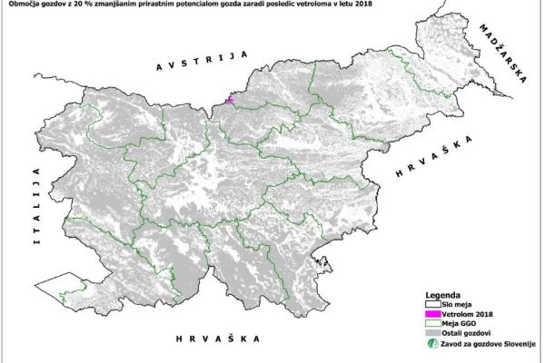 Karta območja z zmanj&scaron;anim prirastnim potencialom.